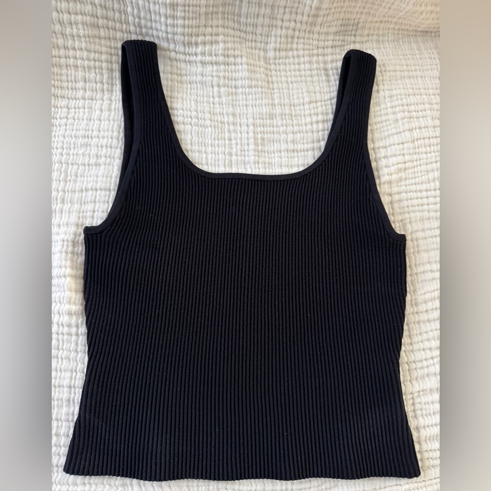 Quince Black Ribbed Tank Top